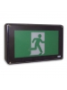 Running Man Sign - Cast Aluminum - 120/347V - AC Only - Single Face Plate - Universal Mounting - Wet Location IP66 & Vandal Resistant - Black Body - Beghelli FTZ-RMHTL1-0-U-120/347V-BB-UDC